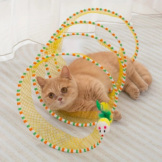 Cat Tube Tunnel With Feather Mouse Toy